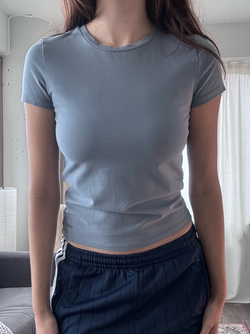 TNA Short Sleeve Crewneck Tee in Pale Blue
